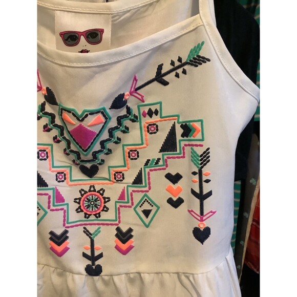 Belle Du Jour girls dress white pink boho tank small - Picture 4 of 4